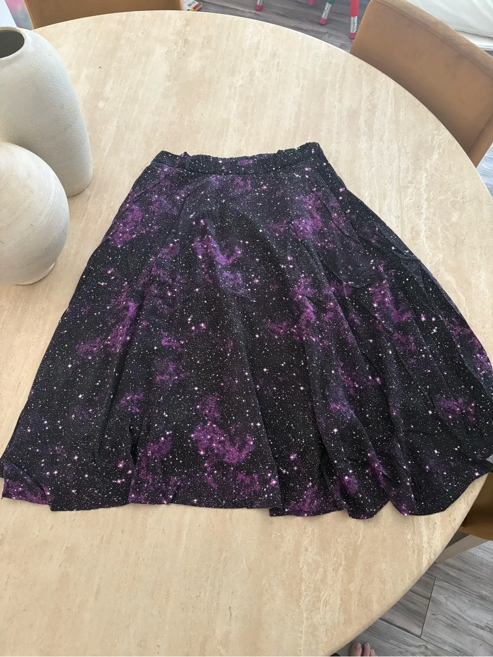 Galaxy Print Circle Skirt in Purple and Black